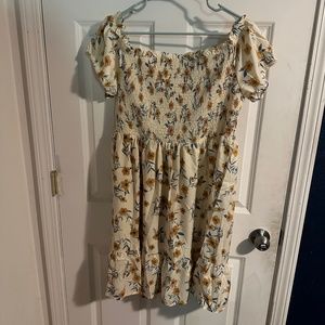 Yellow dress with orange flowers